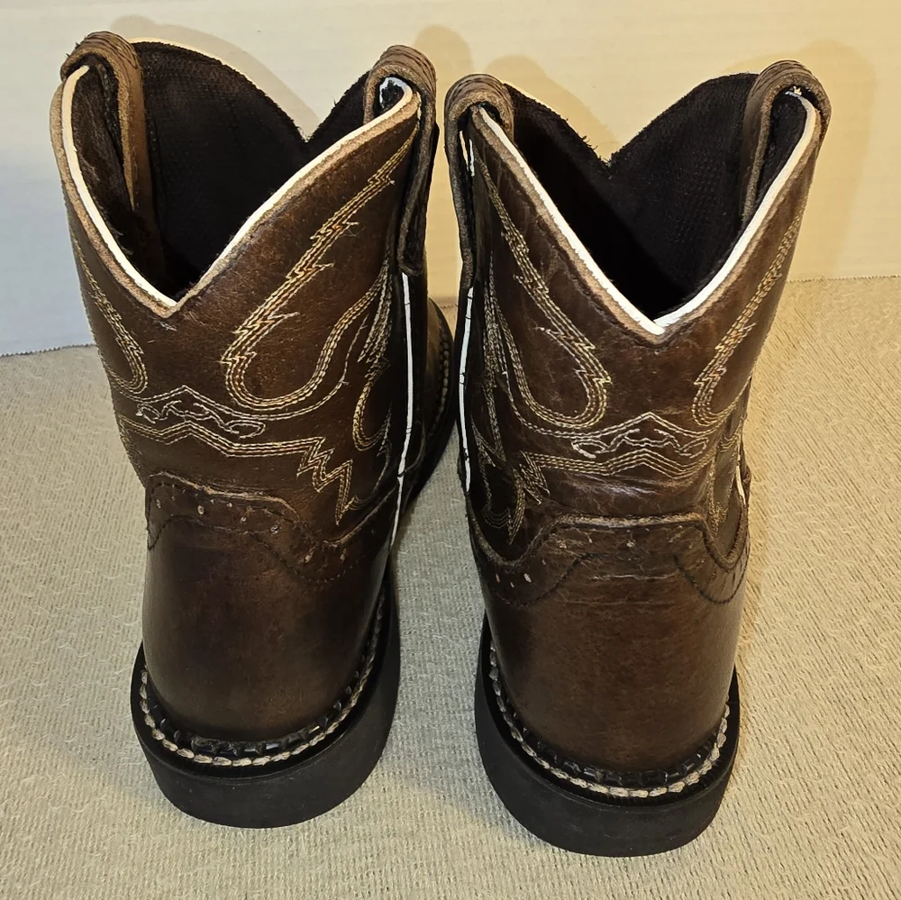 Justin Fatbaby Brown Leather Western Cowboy Boots size 2D